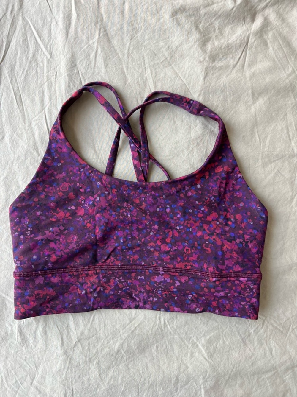 Lululemon Purple Floral-Print Crossback Sports Bra
